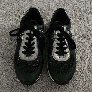 Glittery fun Michael kors sneakers!!! Show stopper! These are navy and silver!